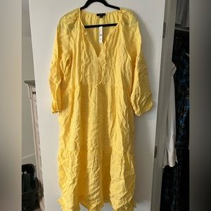 J Crew light yellow all linen dress
